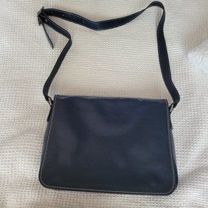 Men's Blue Messenger Bag, Leather